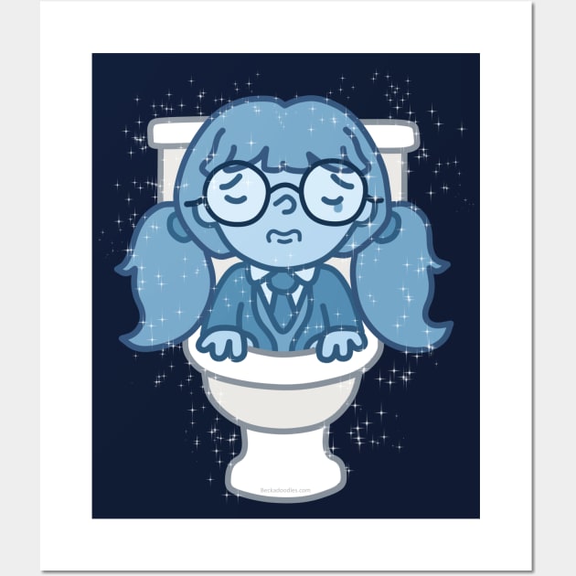 Sad Toilet Ghost Girl Wall Art by beckadoodles